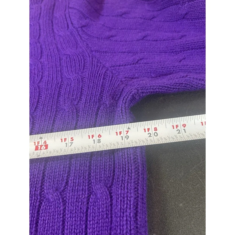 Ralph Lauren Rugby M Purple Cable Knit Sweater Wool Angora Cashmere Blend